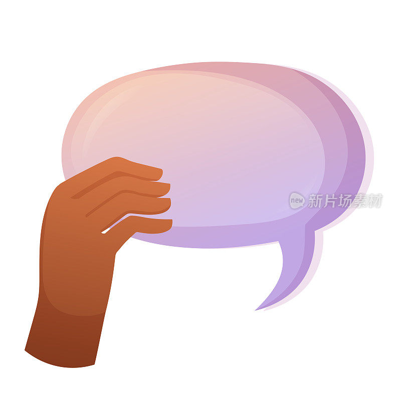 Hand hold speech oval shape bubble for concept design. Cartoon vector isolated illustration. Message balloon with empty copy space.